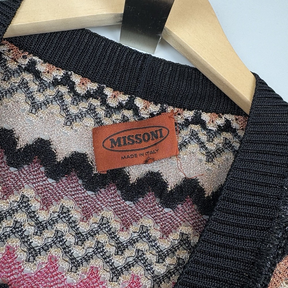 Vintage Missoni Cardigan Sweater Women's Zig Zag Italy Made 90s Read - Picture 2 of 10